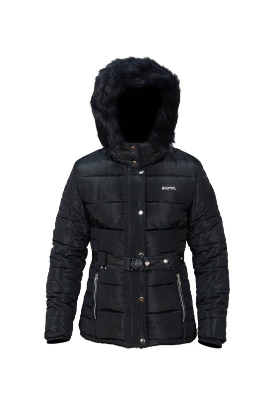 Woman Young Lady Black Puffer Jacket