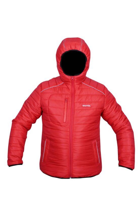 Man Red Nylon Puffer Jacket